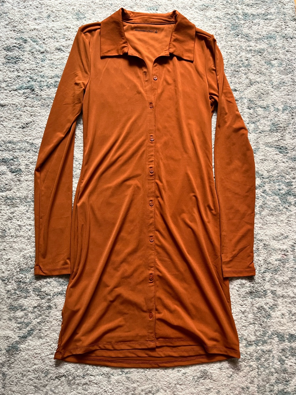 Abercrombie & Fitch Rust Orange Long Sleeve Button Front Dress